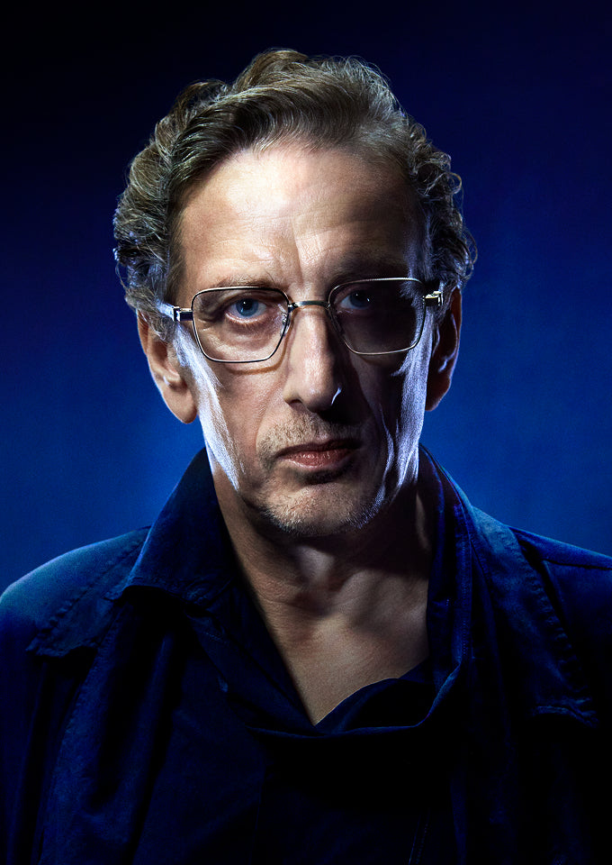 Portrait wearing silver Ptolemy48 eyewear